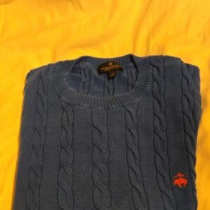 Brooks Brothers Blue Cable Knit Crewneck Sweater
